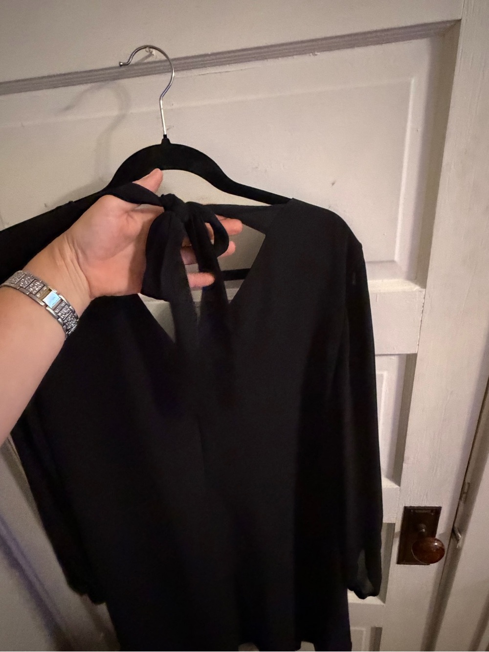 INC International Concepts Dresses Black Bow-Back V-Neck Shift Dress XL flowy! - Picture 5 of 17
